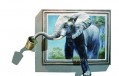 drinking elephant out of frame 3D
